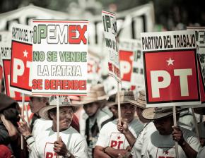 Protesters demonstrate against oil privatization in Mexico City