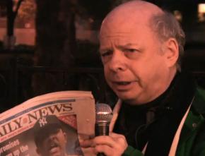 Wallace Shawn speaks on the distortions of the media at a demonstration to defend Fahad Hashmi