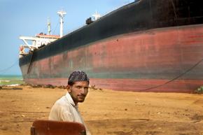 A shipbreaker at the shore in Gadani