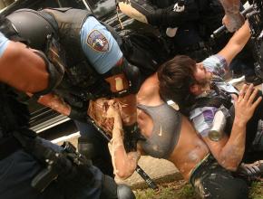 Riot police attacked student demonstrators for the crime of writing and painting slogans in support of the struggle