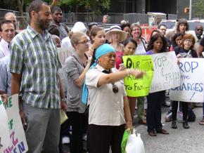 Supporters of anti-police brutality activist Jazz Hayden for his court date in New York City