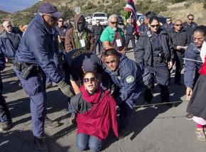 Protesters were arrested for blockading a construction project on sacred land in Hawaii